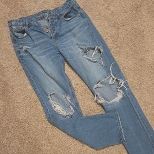 American Eagle Outfitters Blue Distressed Boyfriend Jeans